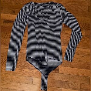 J. Crew Navy and White Striped fitted Bodysuit